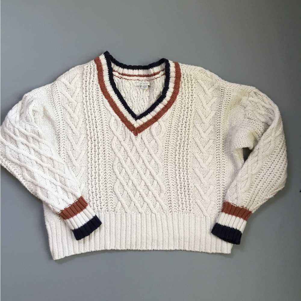 American Eagle Cable Knit V-Neck Sweater